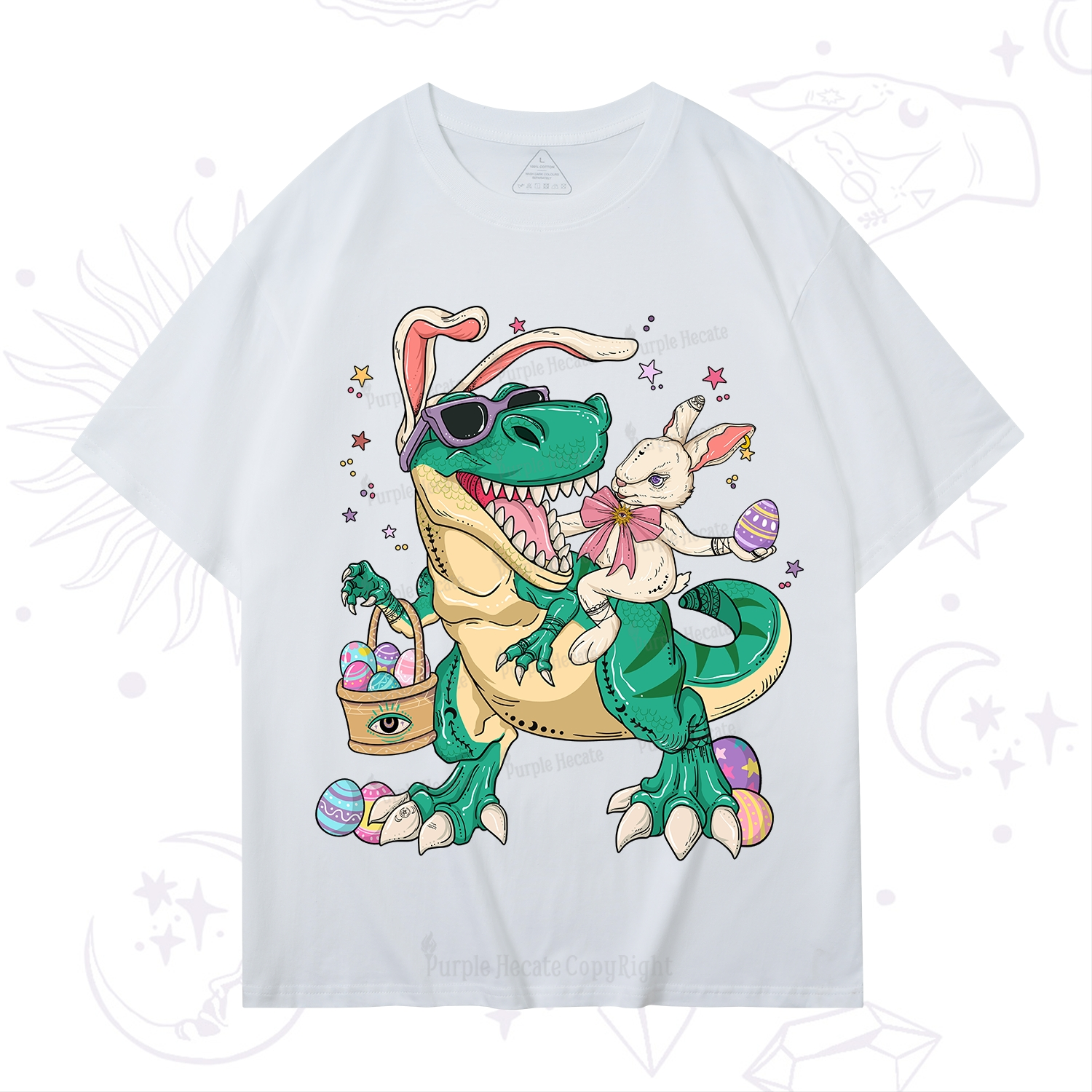 Purplehecate Easter Bunny Riding Dinosaur T-Shirt