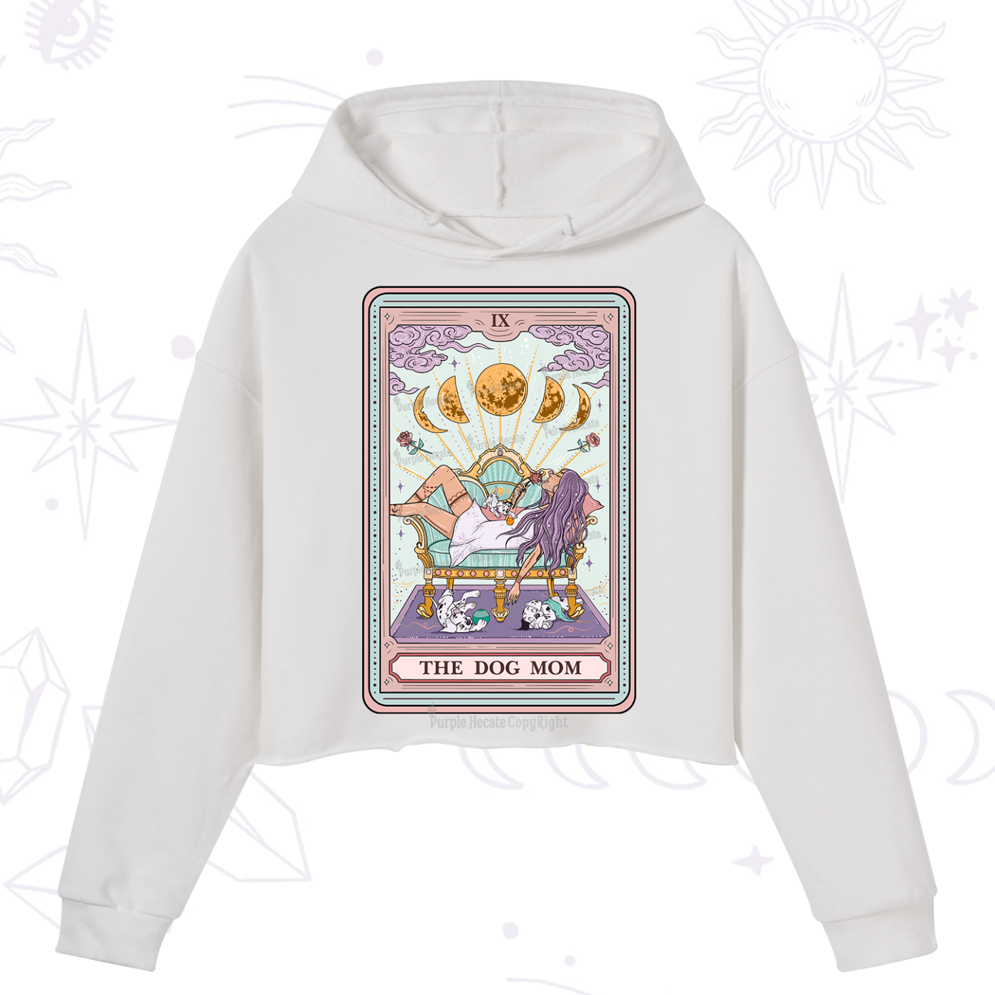 Purplehecate The Dog Mom Tarot Card Crop Hoodie