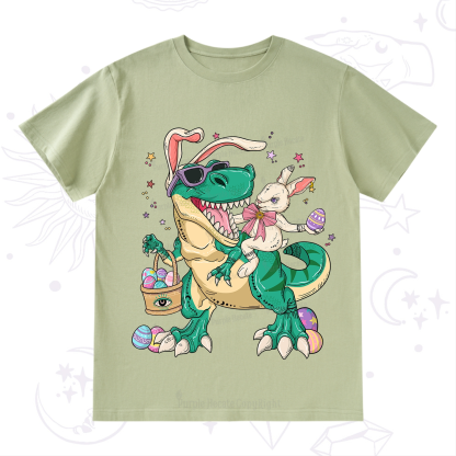 Purplehecate Easter Bunny Riding Dinosaur T-Shirt