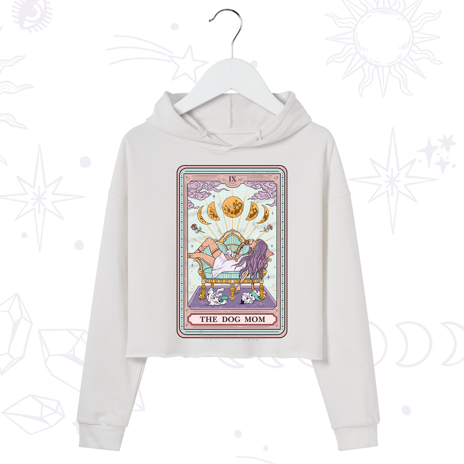 Purplehecate The Dog Mom Tarot Card Crop Hoodie