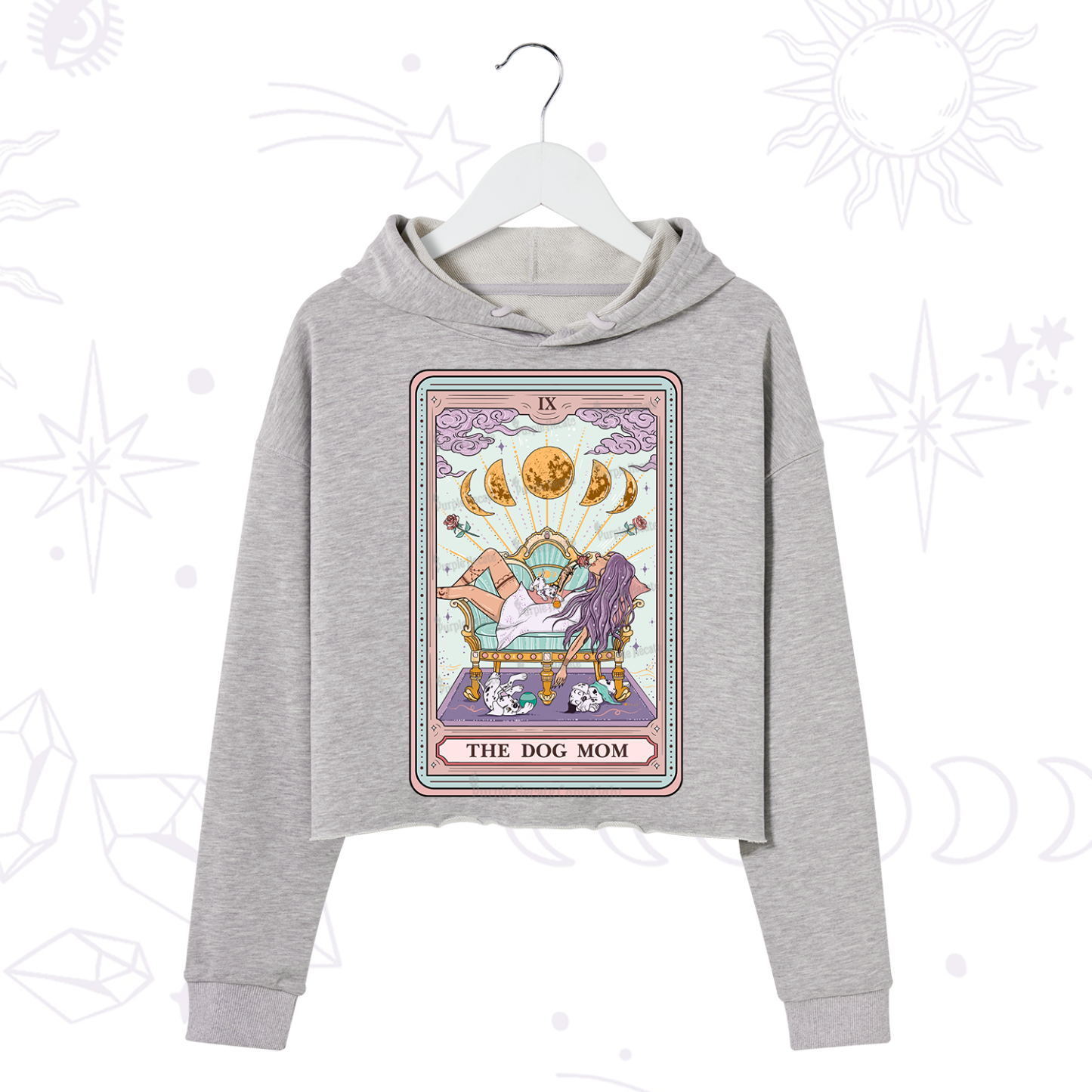 Purplehecate The Dog Mom Tarot Card Crop Hoodie