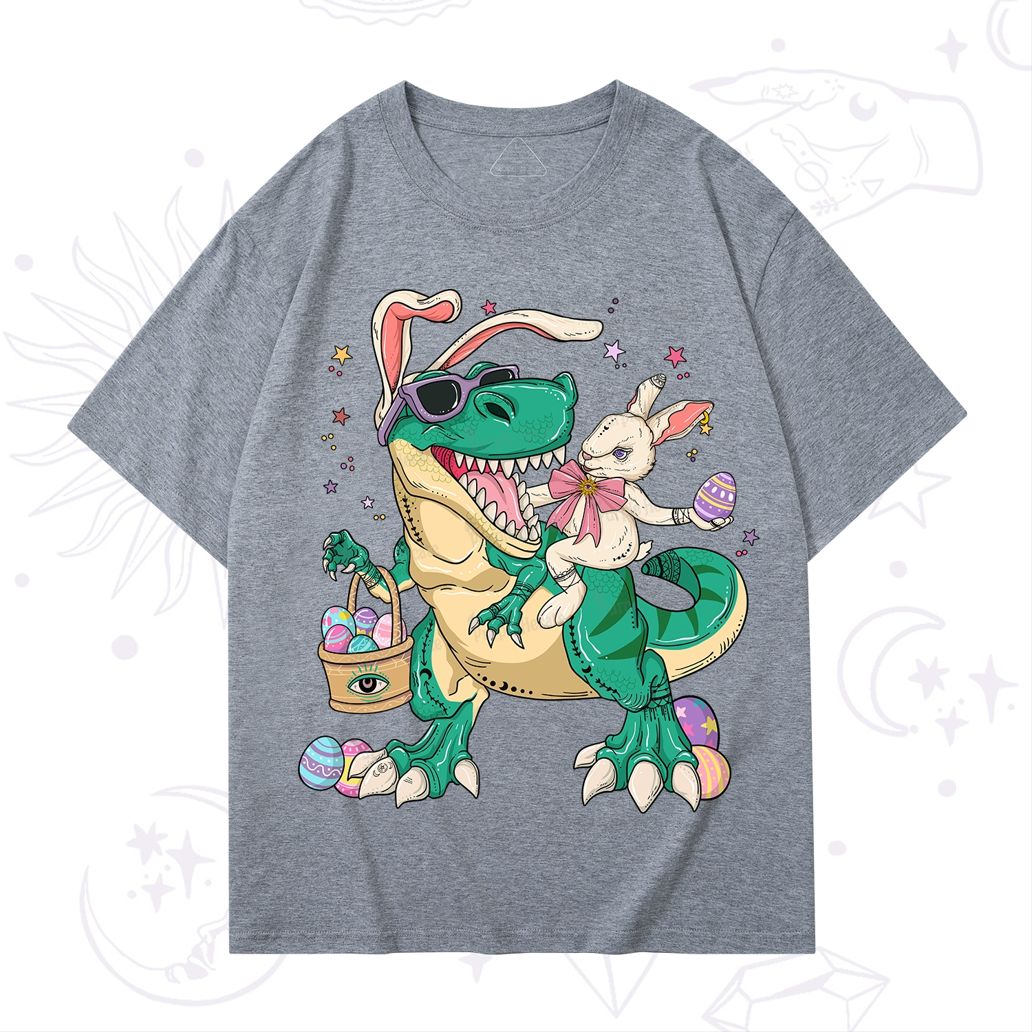 Purplehecate Easter Bunny Riding Dinosaur T-Shirt
