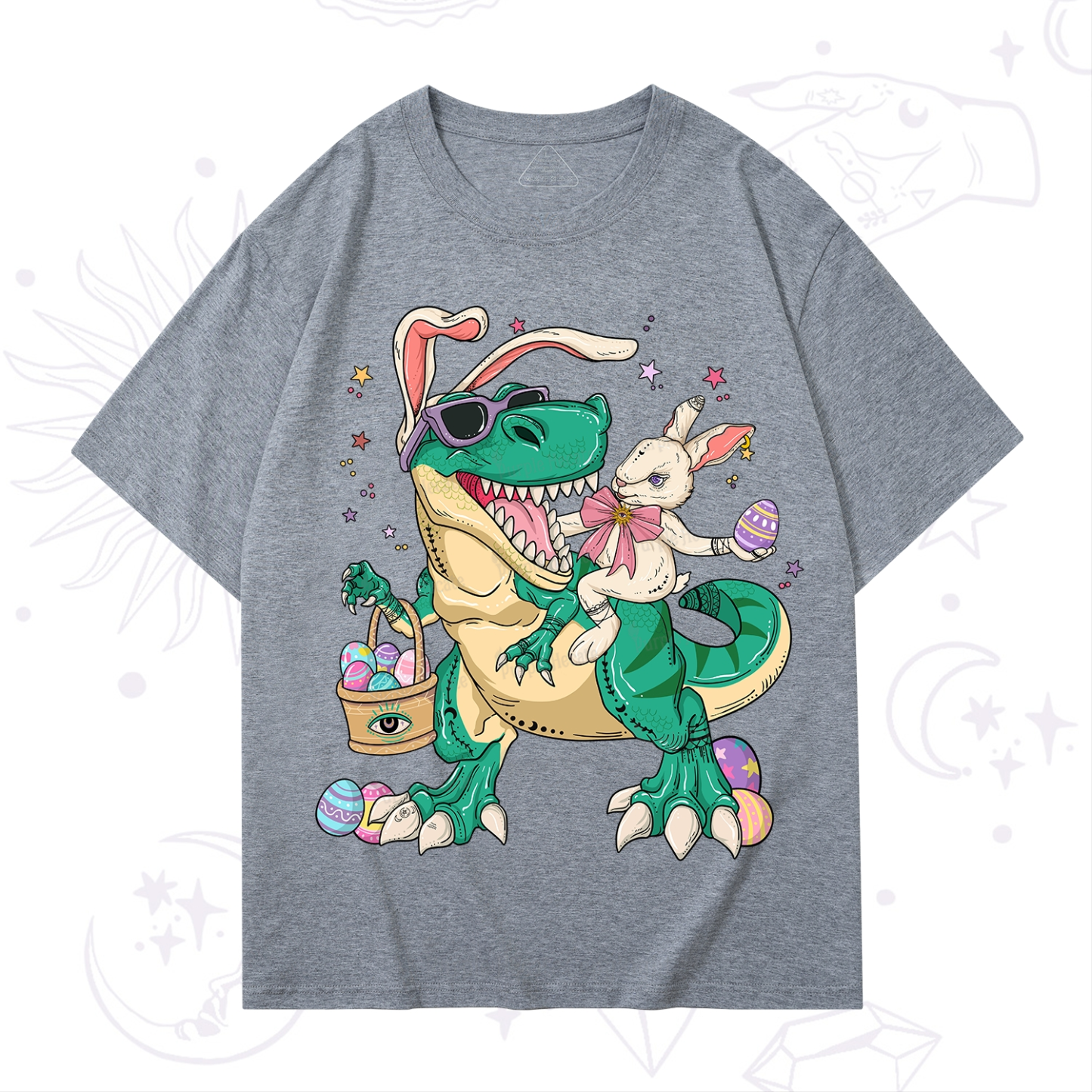 Purplehecate Easter Bunny Riding Dinosaur T-Shirt