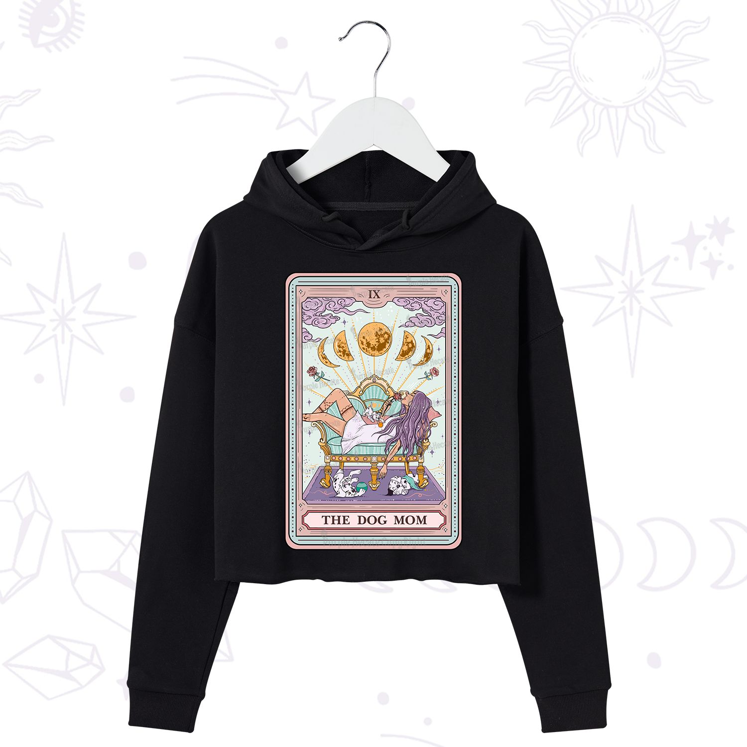 Purplehecate The Dog Mom Tarot Card Crop Hoodie