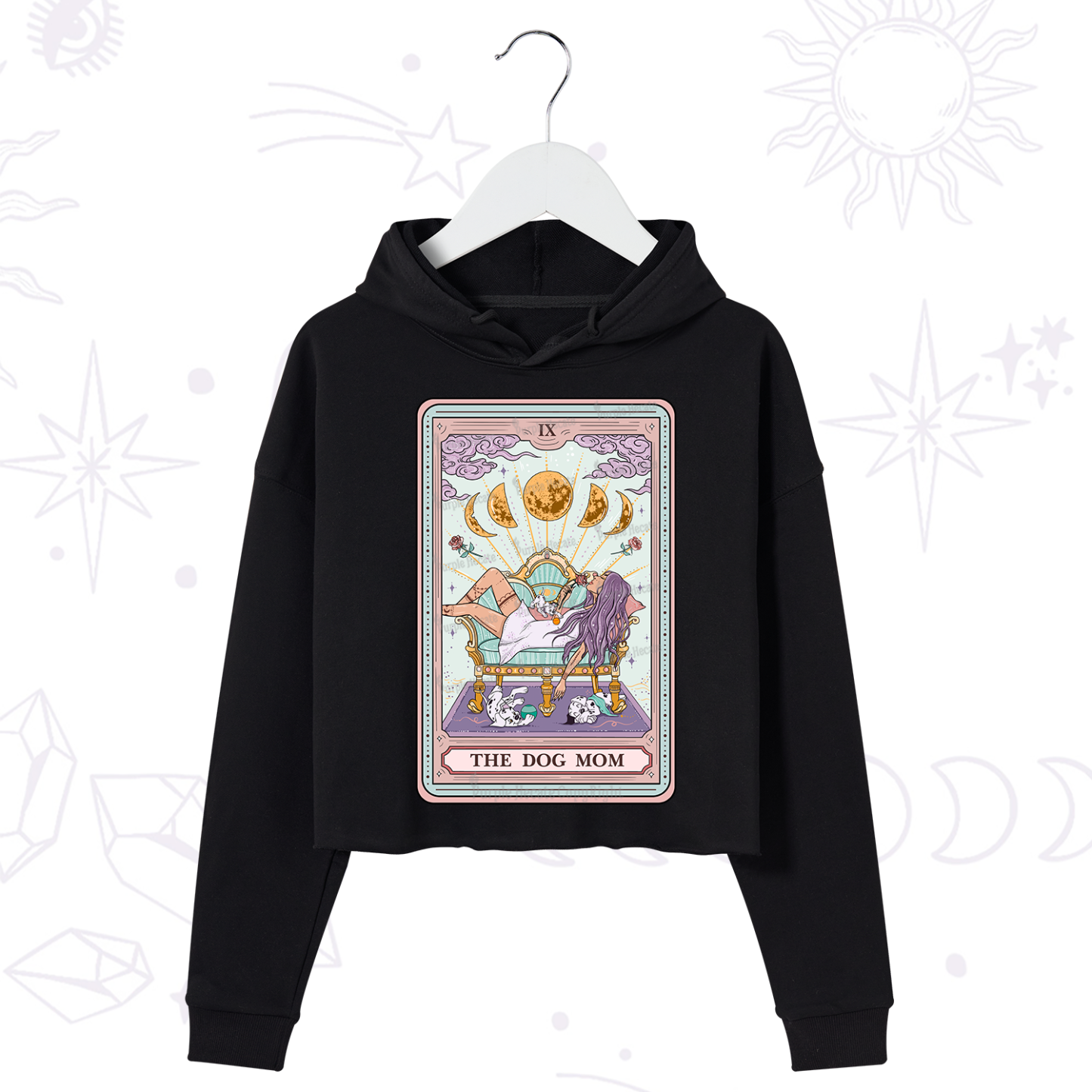 Purplehecate The Dog Mom Tarot Card Crop Hoodie