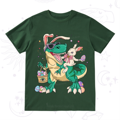 Purplehecate Easter Bunny Riding Dinosaur T-Shirt