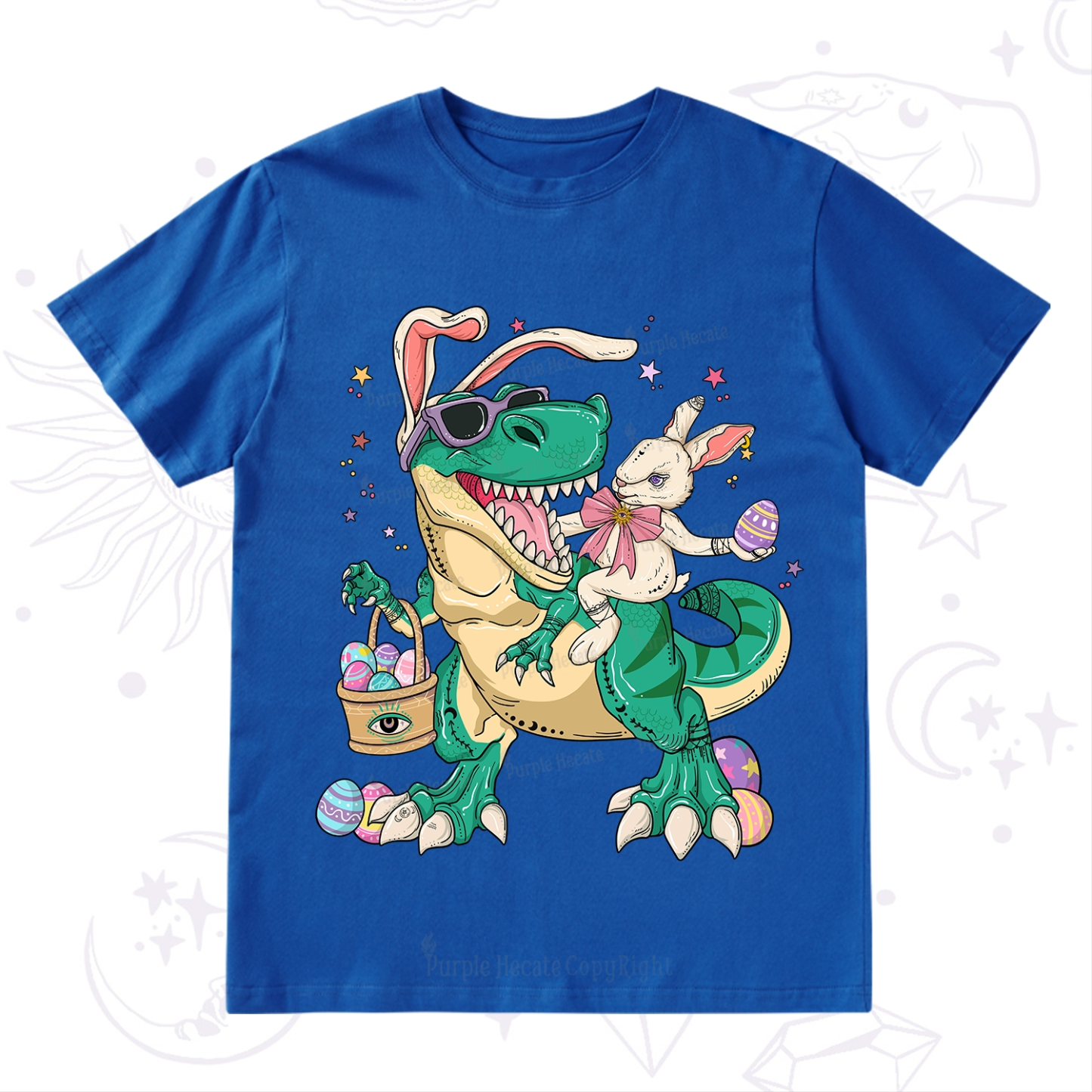 Purplehecate Easter Bunny Riding Dinosaur T-Shirt