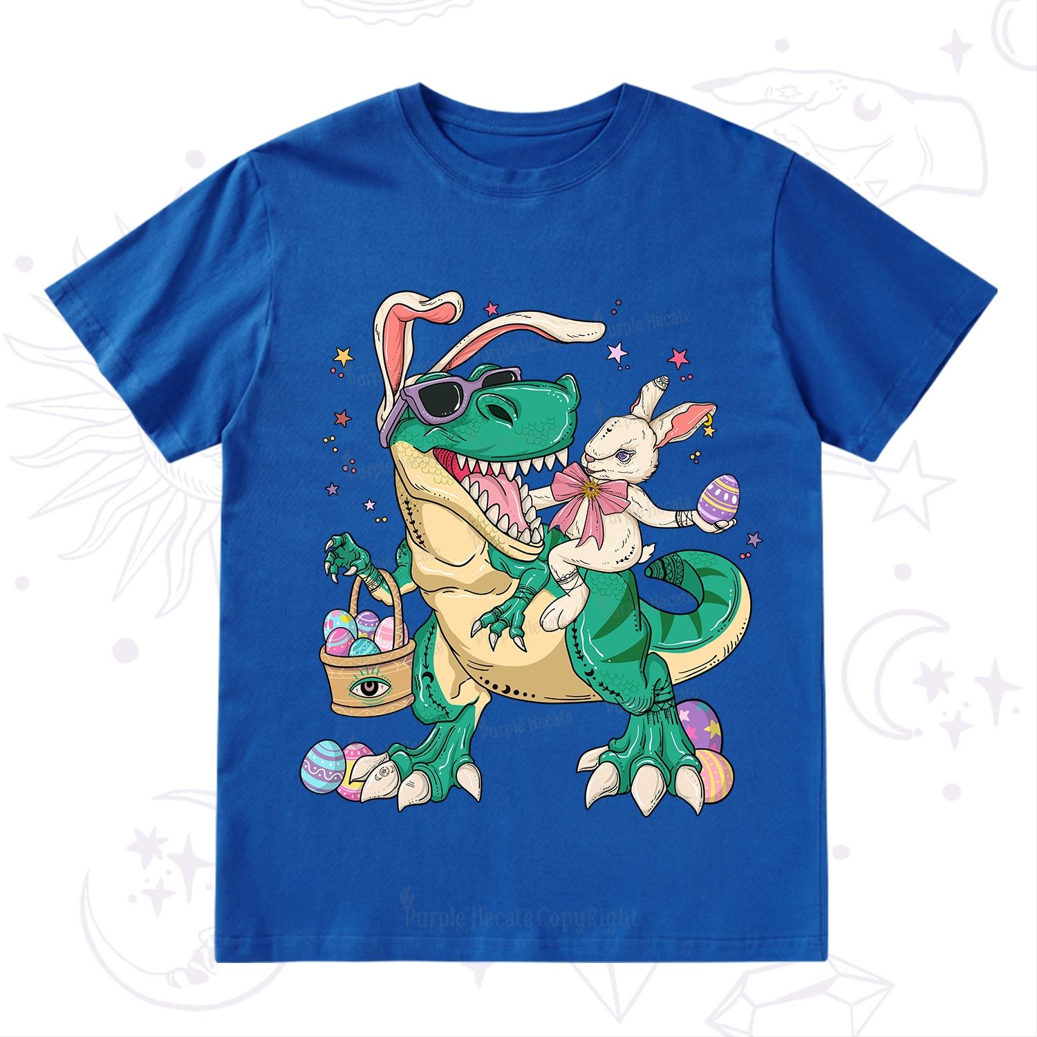 Purplehecate Easter Bunny Riding Dinosaur T-Shirt