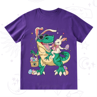Purplehecate Easter Bunny Riding Dinosaur T-Shirt