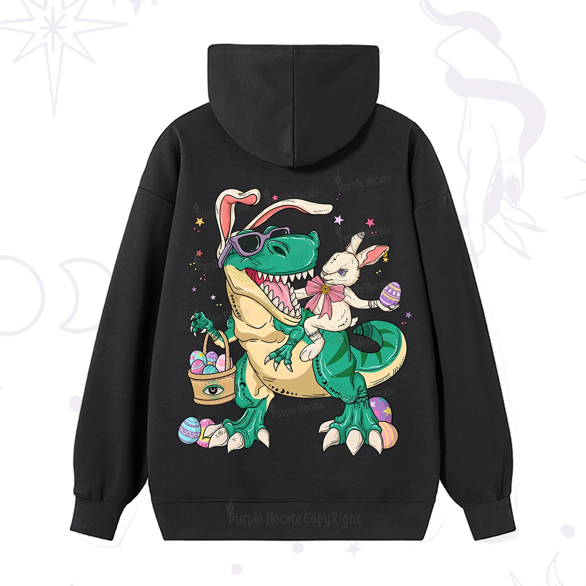 Purplehecate Easter Bunny Riding Dinosaur Hoodie