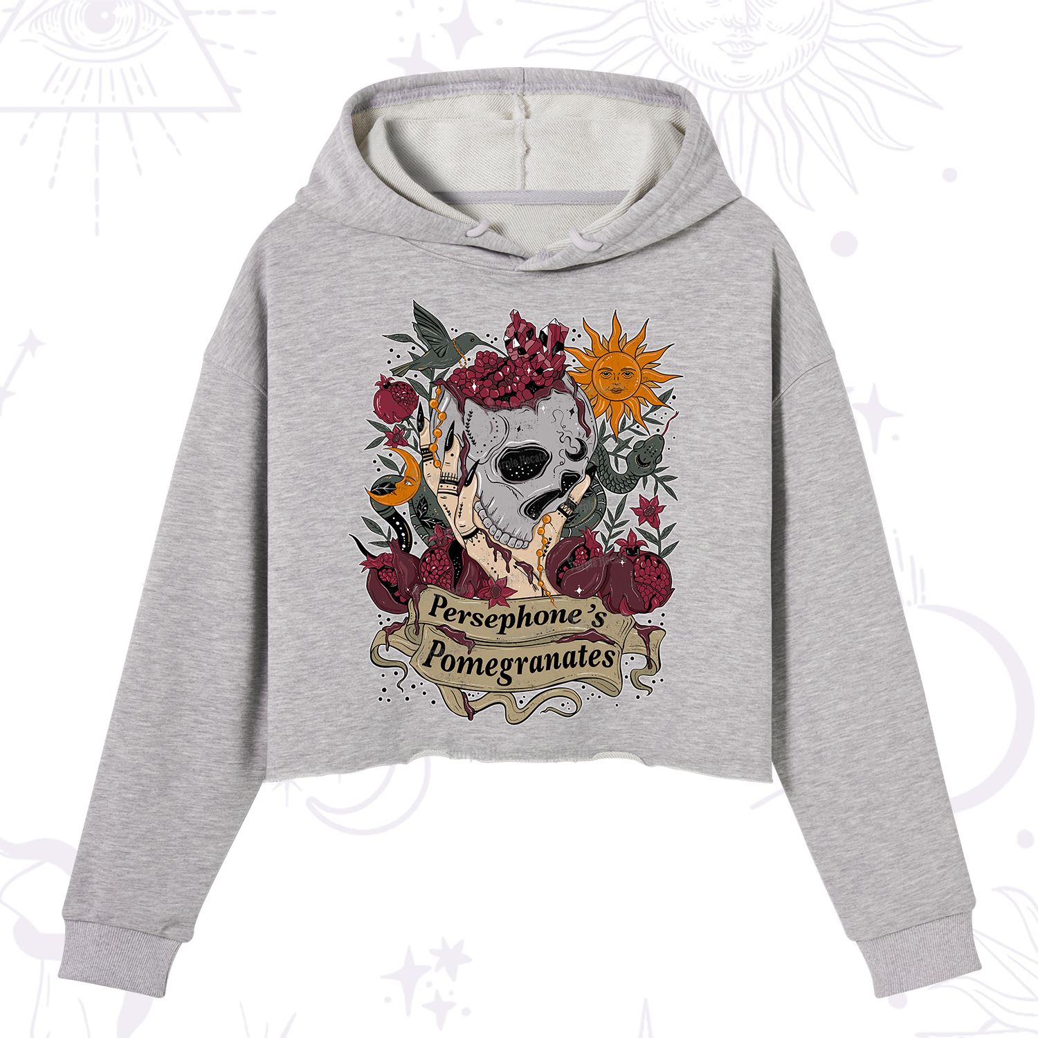 Purplehecate Persephone's Pomegranates Crop Hoodie