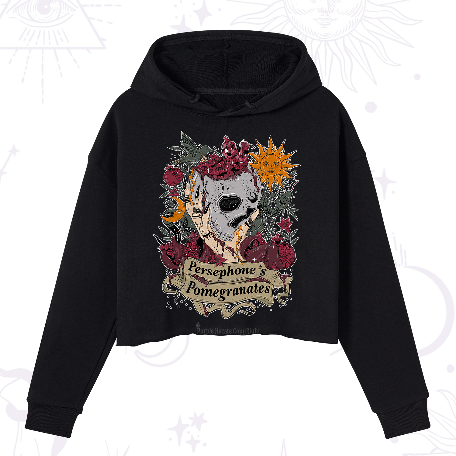 Purplehecate Persephone's Pomegranates Crop Hoodie