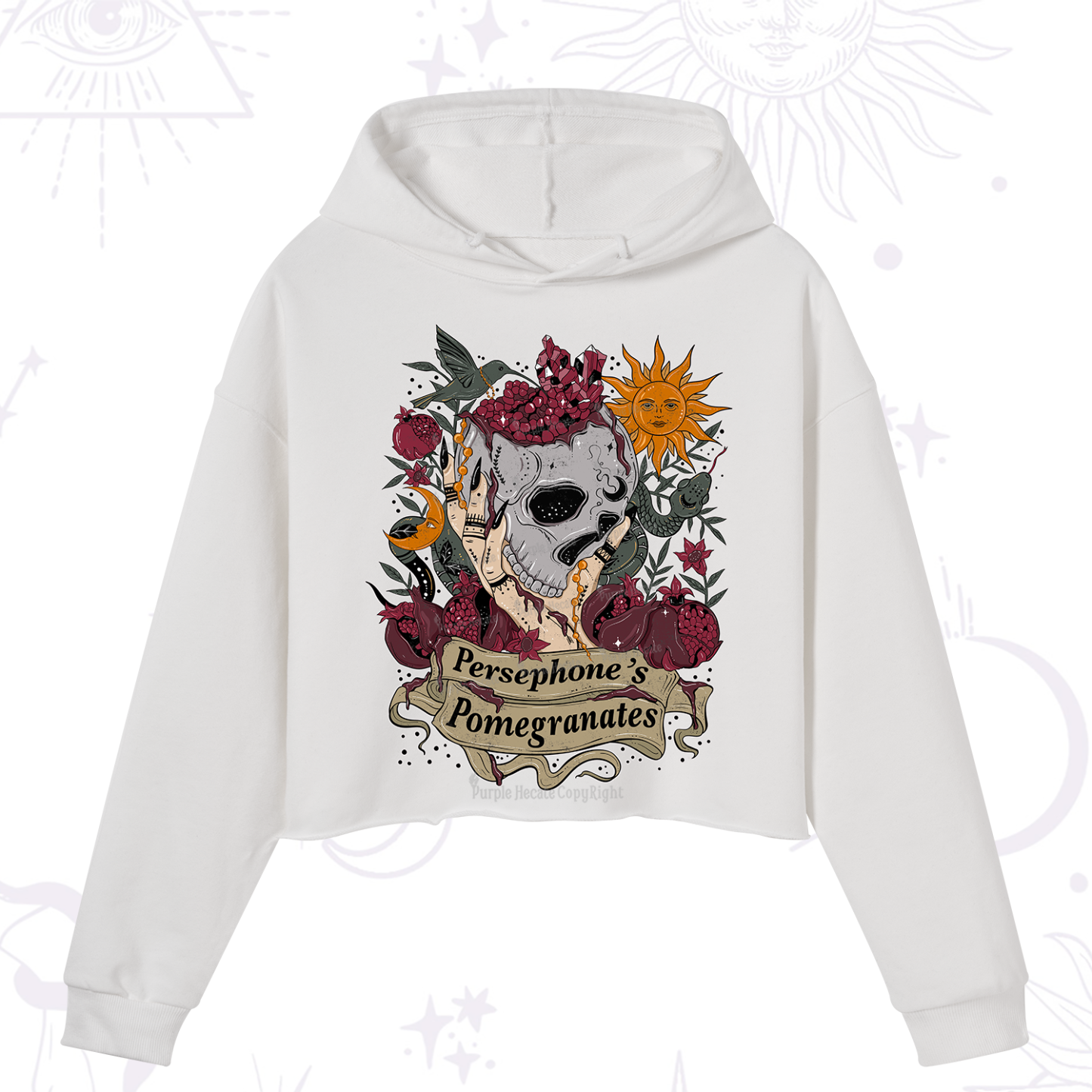 Purplehecate Persephone's Pomegranates Crop Hoodie