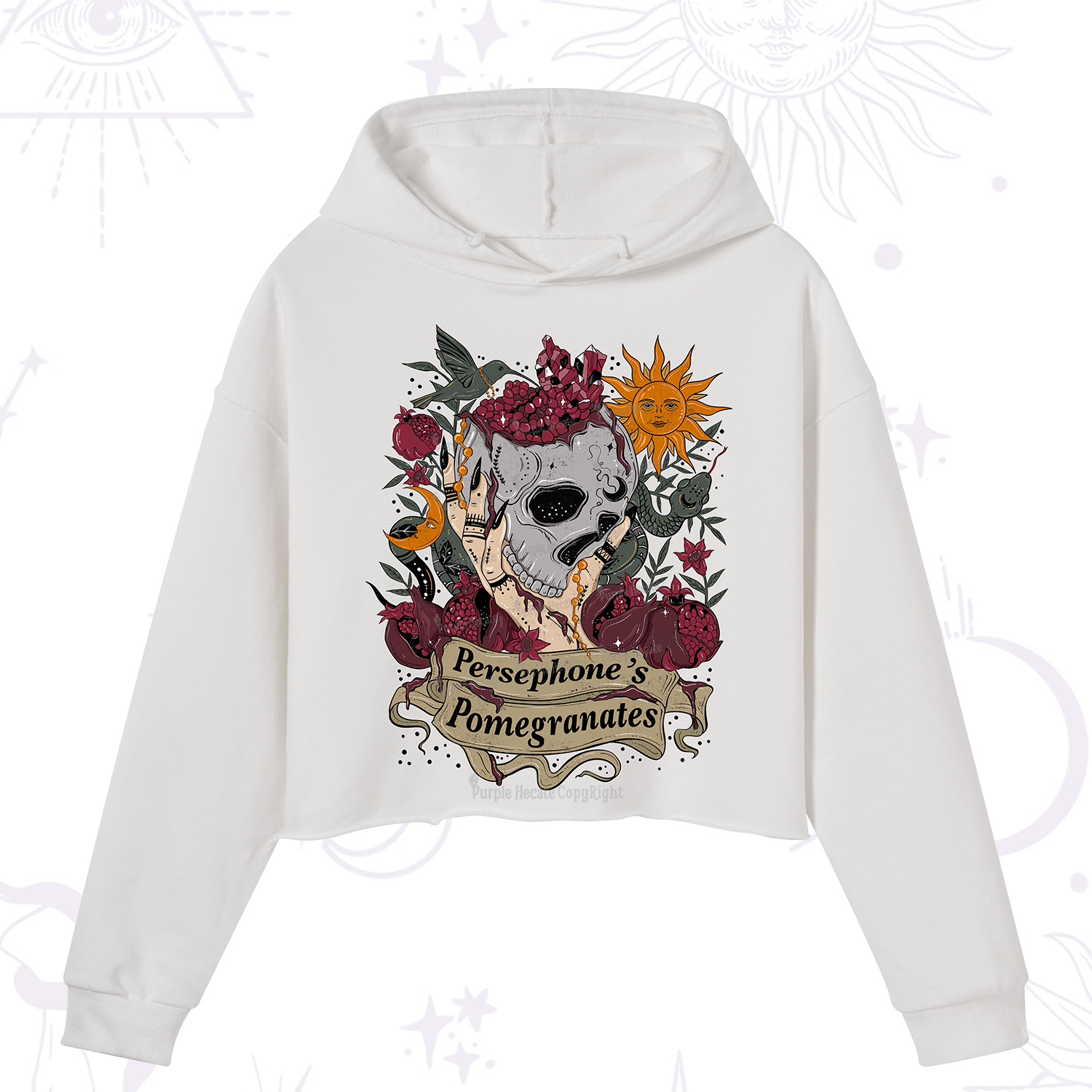 Purplehecate Persephone's Pomegranates Crop Hoodie