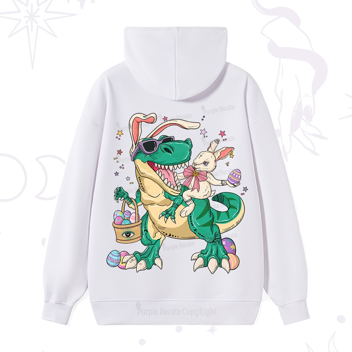 Purplehecate Easter Bunny Riding Dinosaur Hoodie