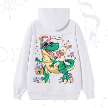 Purplehecate Easter Bunny Riding Dinosaur Hoodie