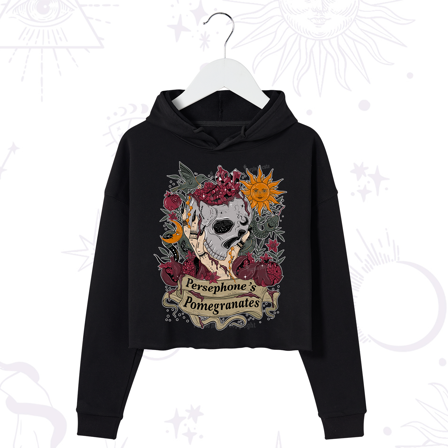 Purplehecate Persephone's Pomegranates Crop Hoodie