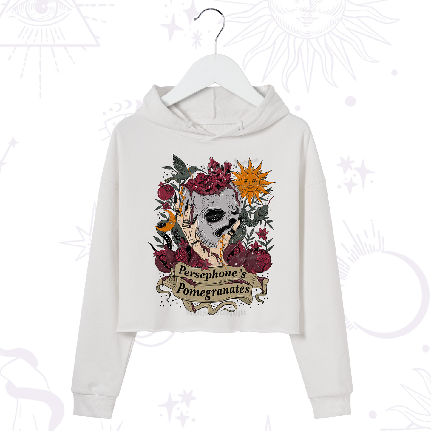 Purplehecate Persephone's Pomegranates Crop Hoodie