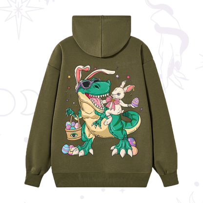 Purplehecate Easter Bunny Riding Dinosaur Hoodie