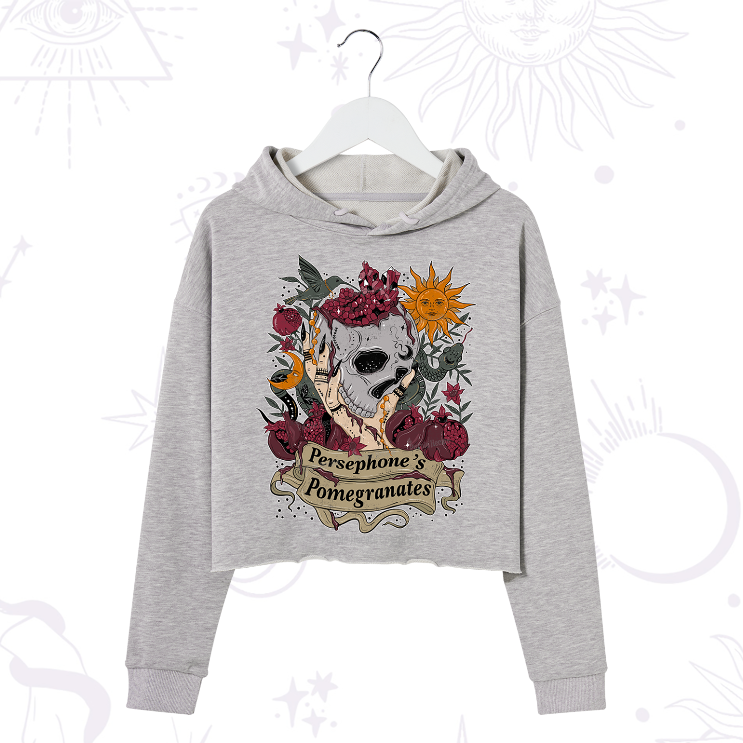 Purplehecate Persephone's Pomegranates Crop Hoodie