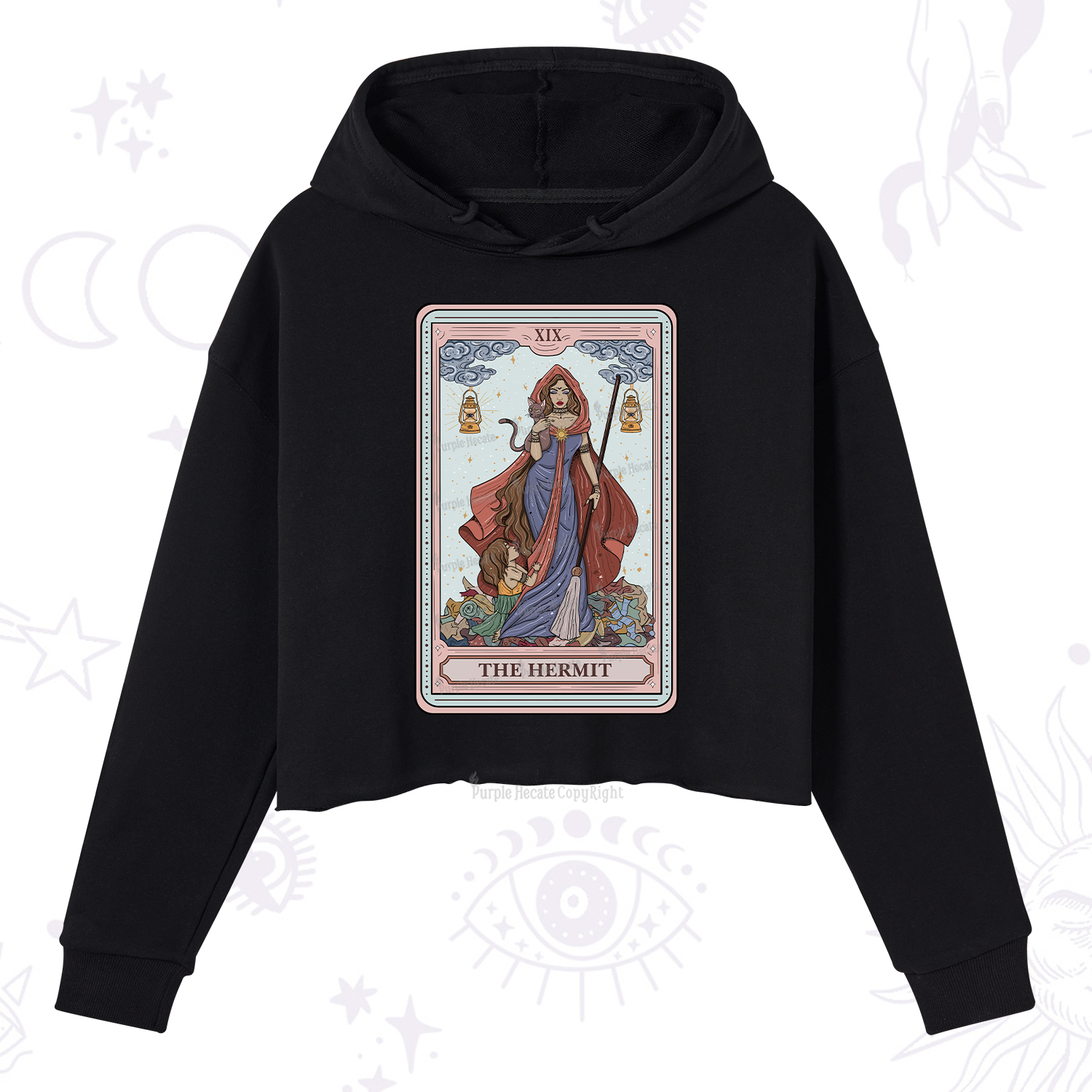 Purplehecate The Hermit Tarot Card Crop Hoodie