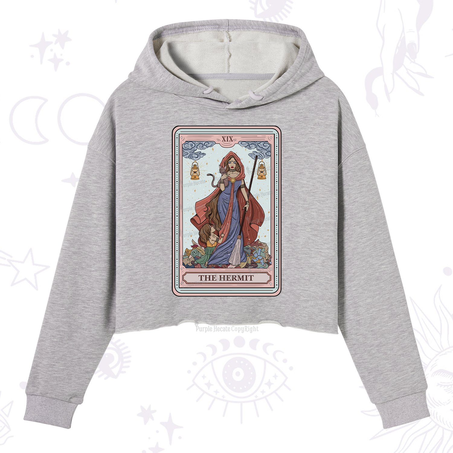 Purplehecate The Hermit Tarot Card Crop Hoodie