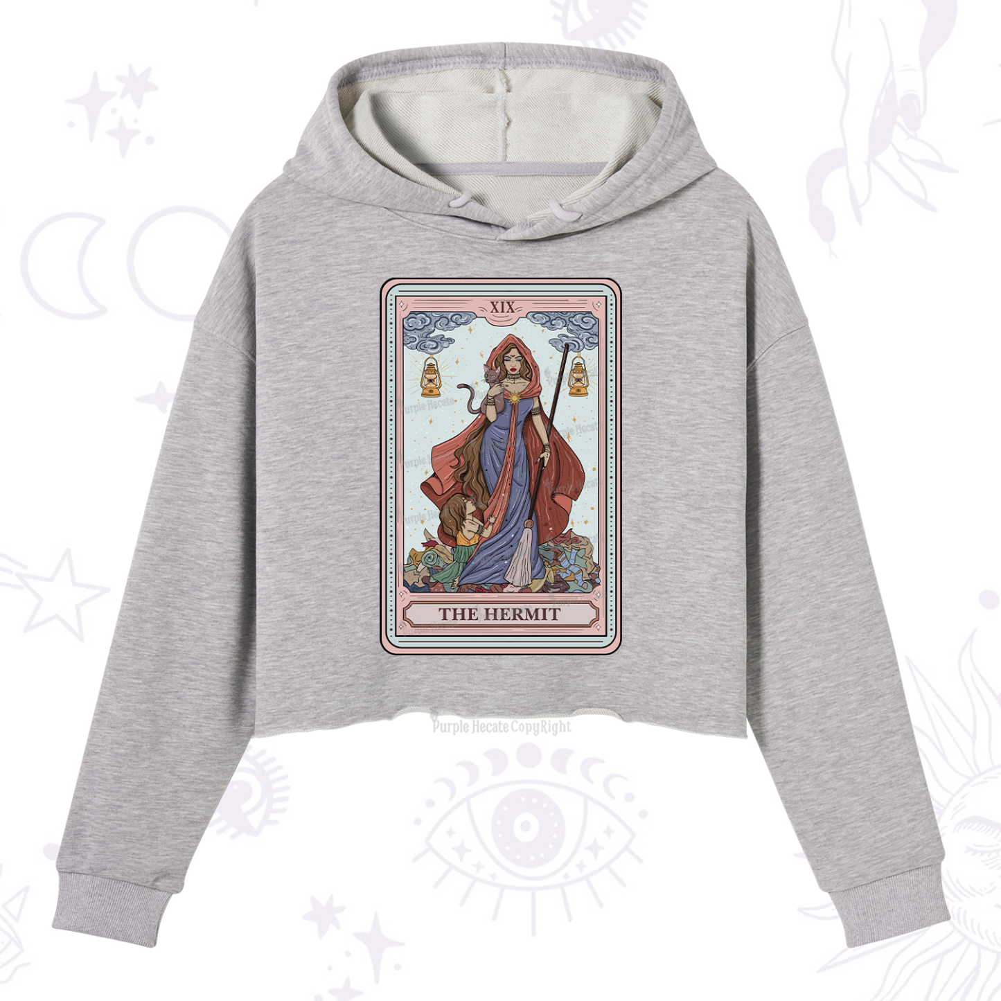 Purplehecate The Hermit Tarot Card Crop Hoodie