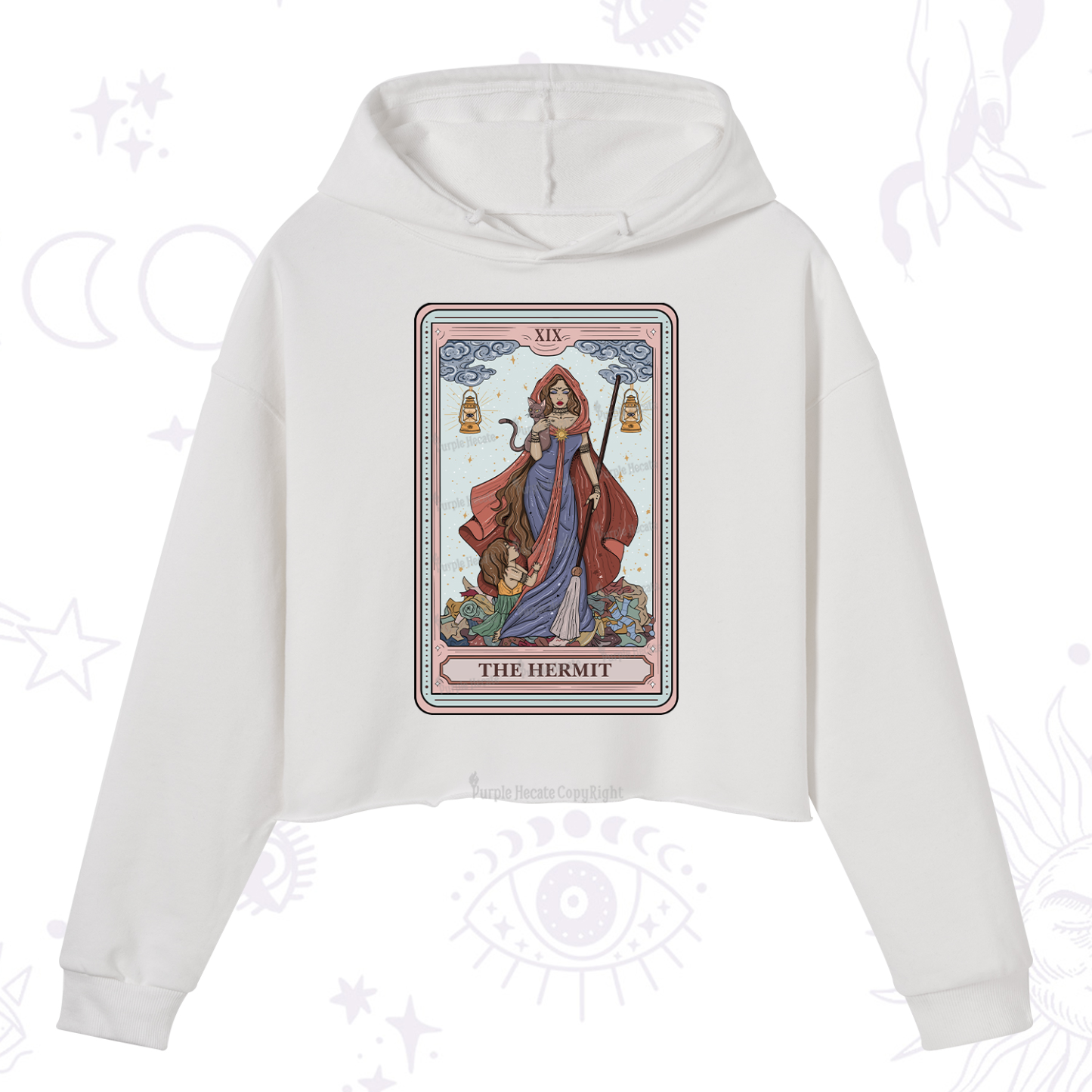 Purplehecate The Hermit Tarot Card Crop Hoodie