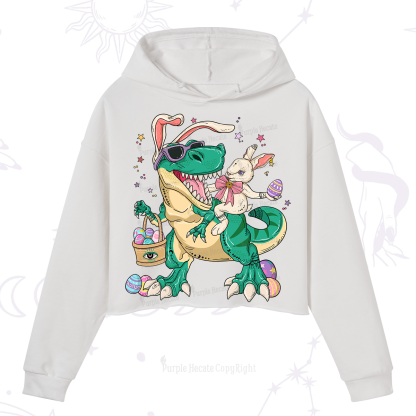 Purplehecate Easter Bunny Riding Dinosaur Crop Hoodie