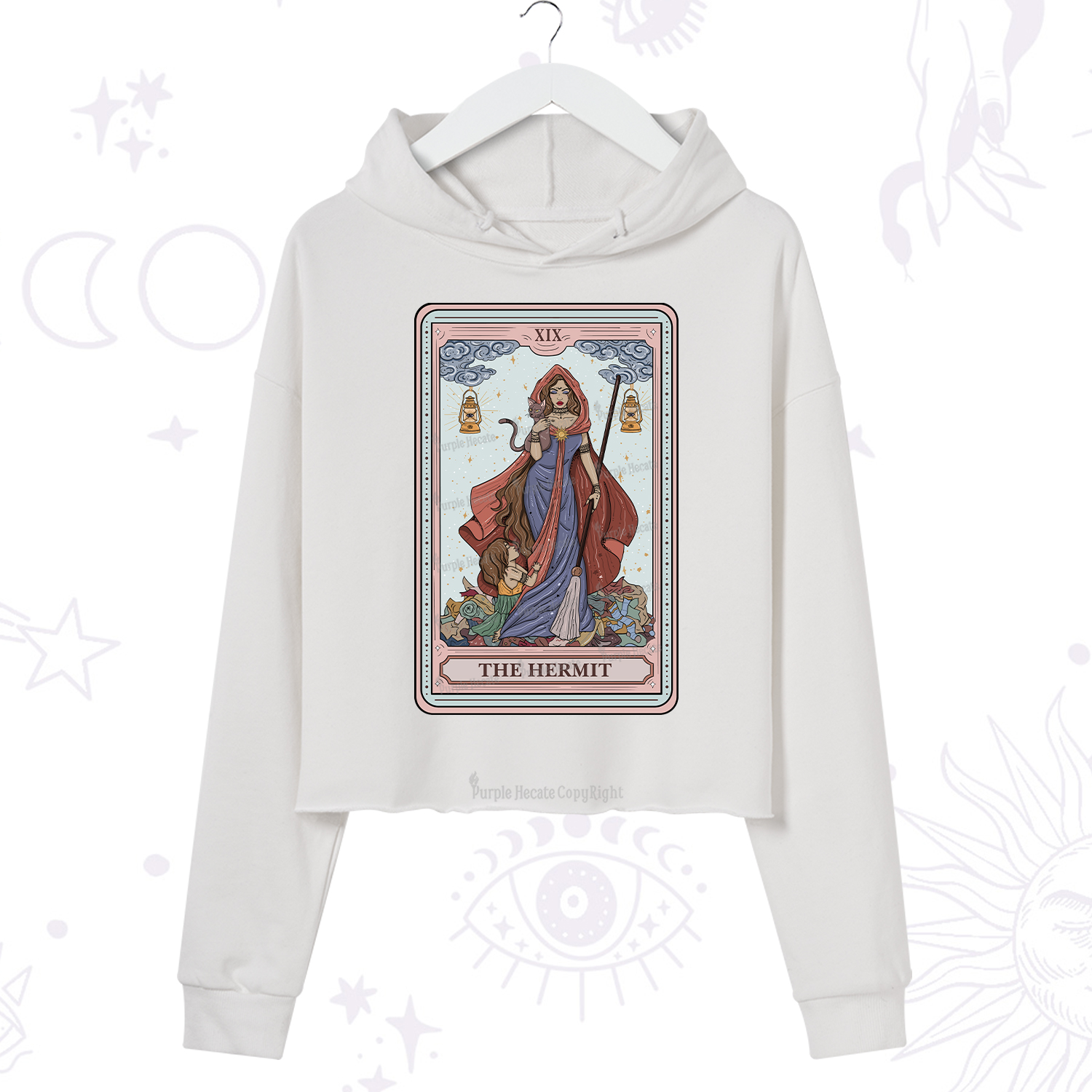 Purplehecate The Hermit Tarot Card Crop Hoodie