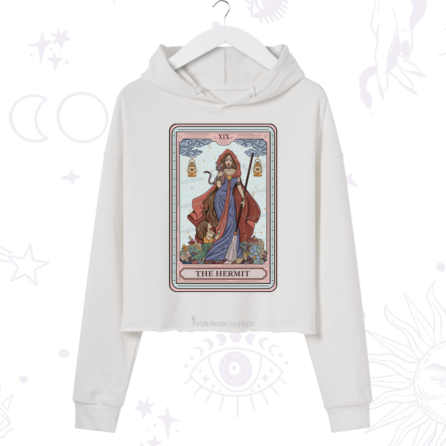 Purplehecate The Hermit Tarot Card Crop Hoodie