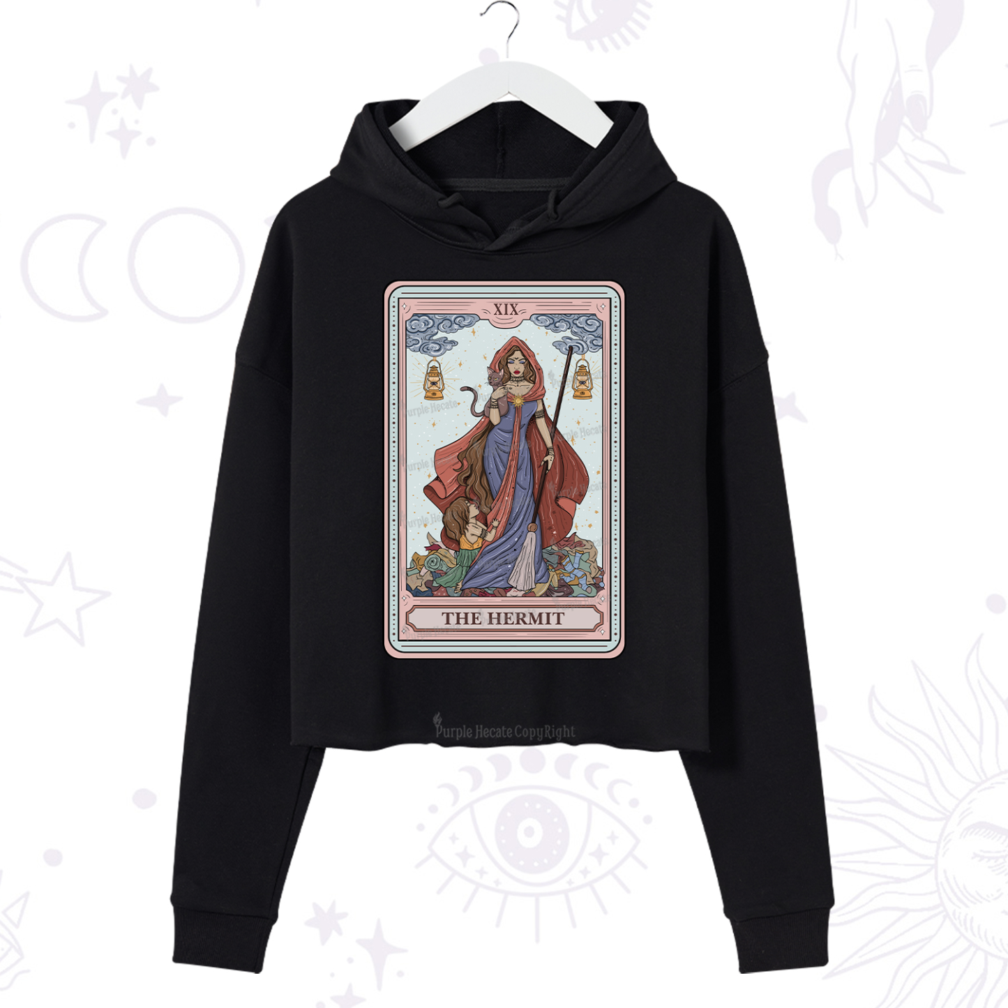 Purplehecate The Hermit Tarot Card Crop Hoodie