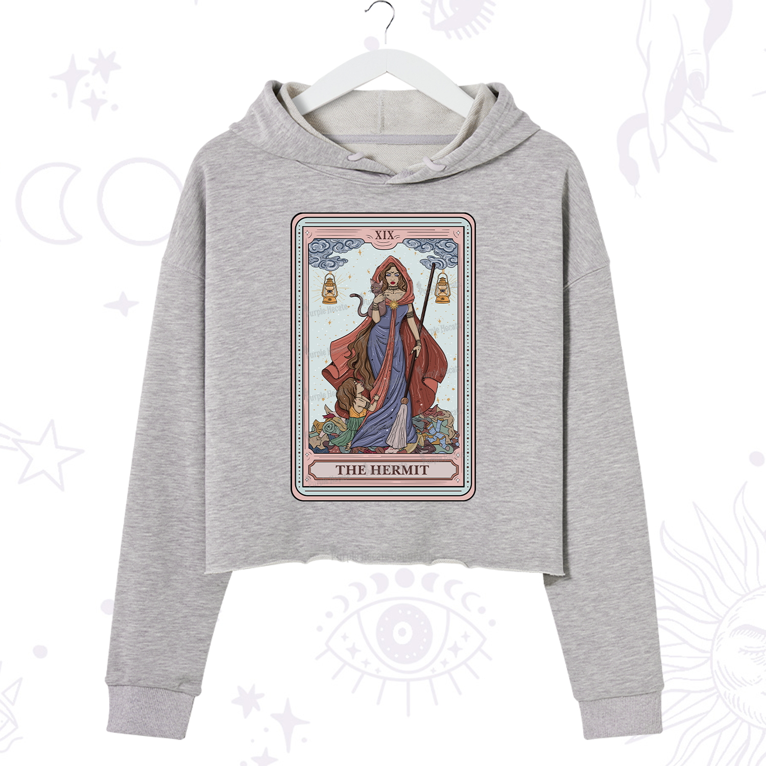 Purplehecate The Hermit Tarot Card Crop Hoodie