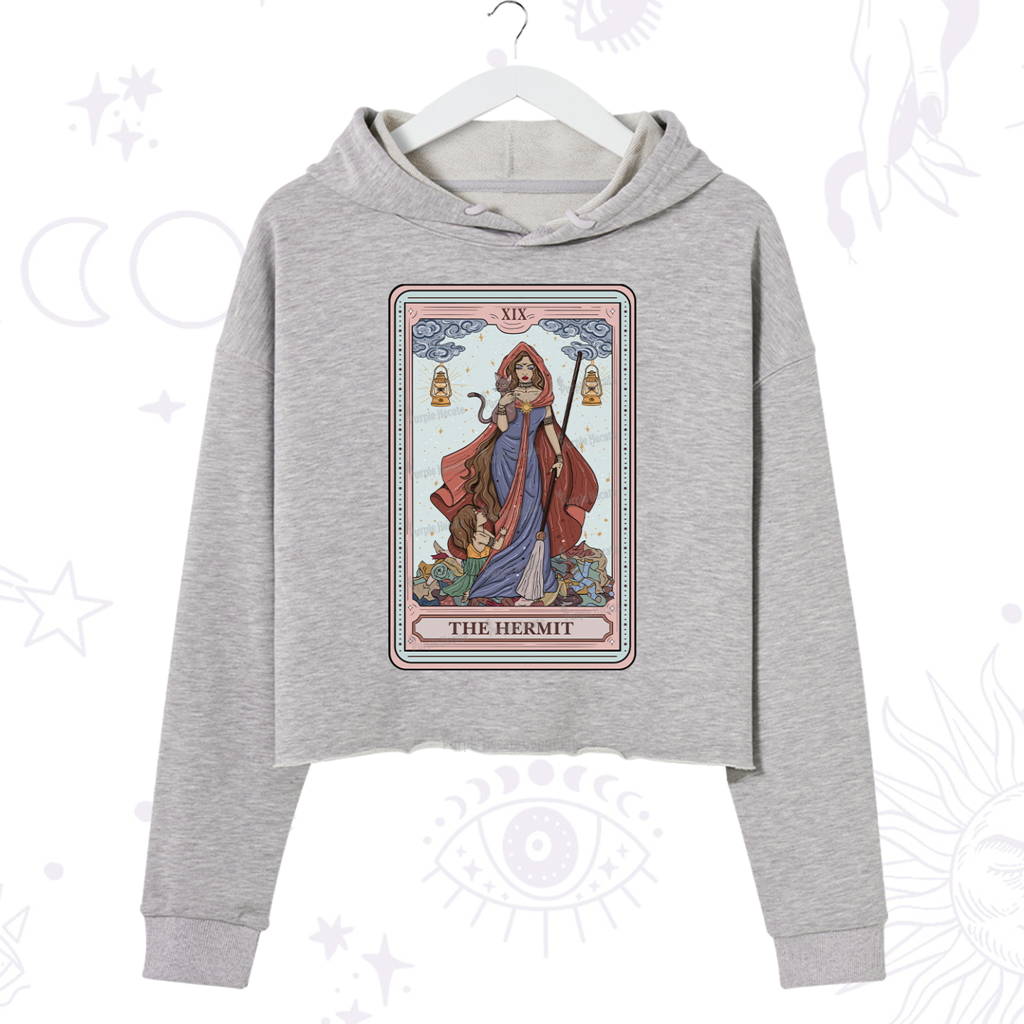 Purplehecate The Hermit Tarot Card Crop Hoodie