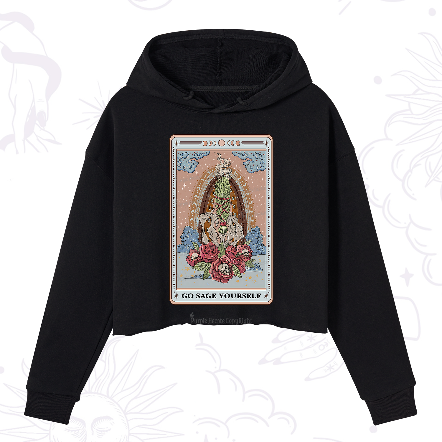 Purplehecate The Go Sage Yourself Tarot Crop Hoodie
