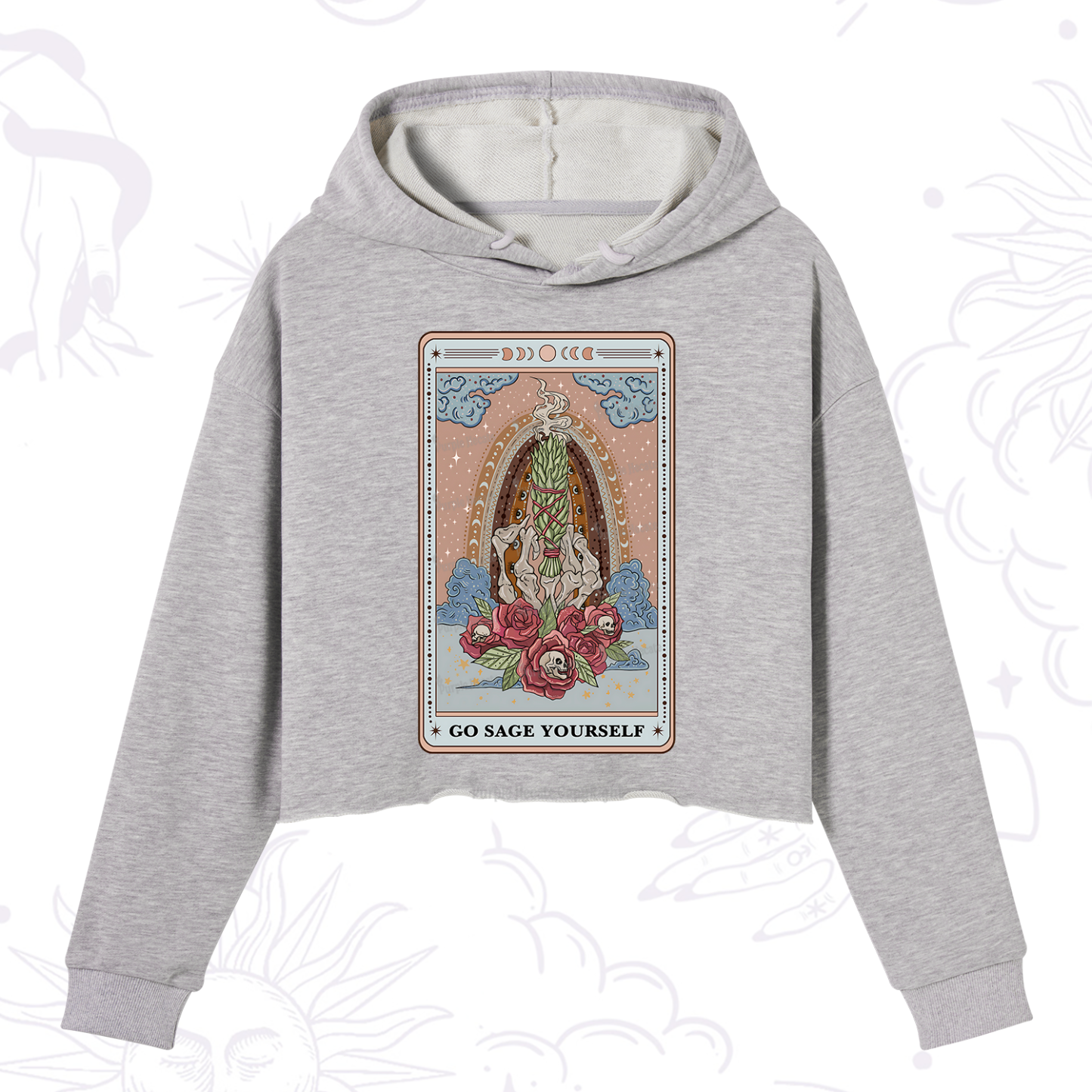 Purplehecate The Go Sage Yourself Tarot Crop Hoodie