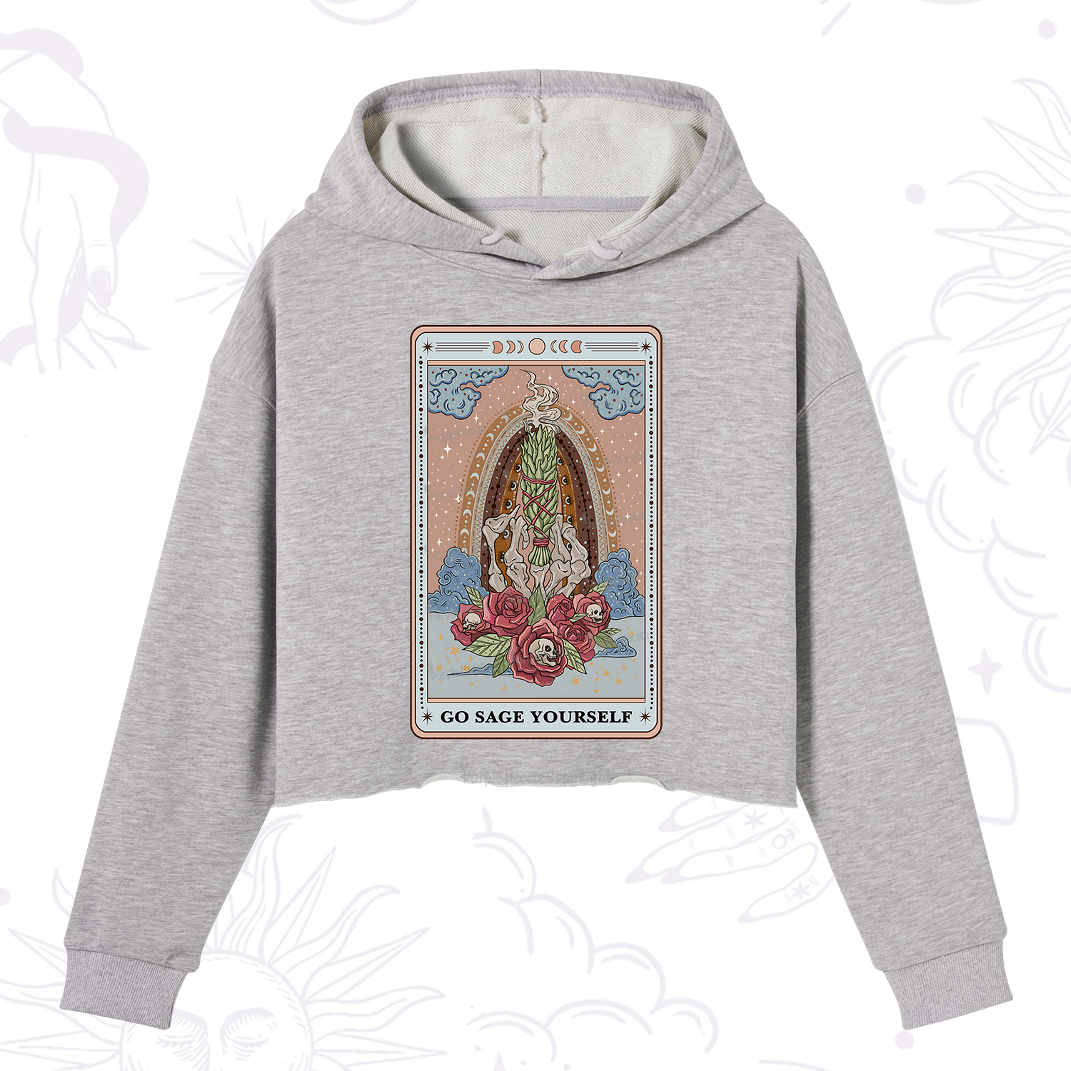 Purplehecate The Go Sage Yourself Tarot Crop Hoodie