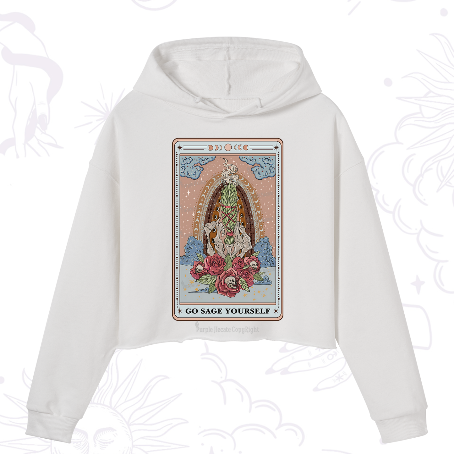 Purplehecate The Go Sage Yourself Tarot Crop Hoodie