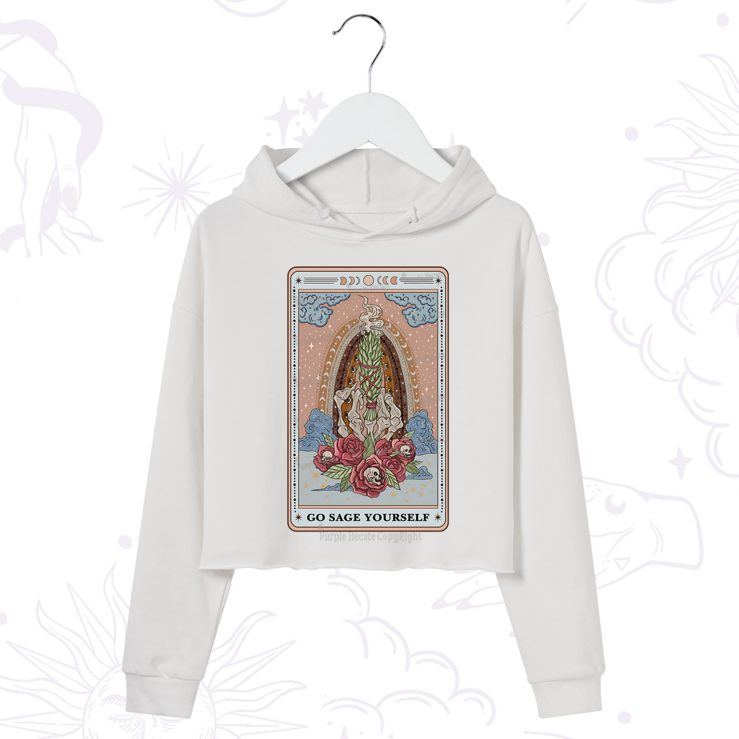 Purplehecate The Go Sage Yourself Tarot Crop Hoodie