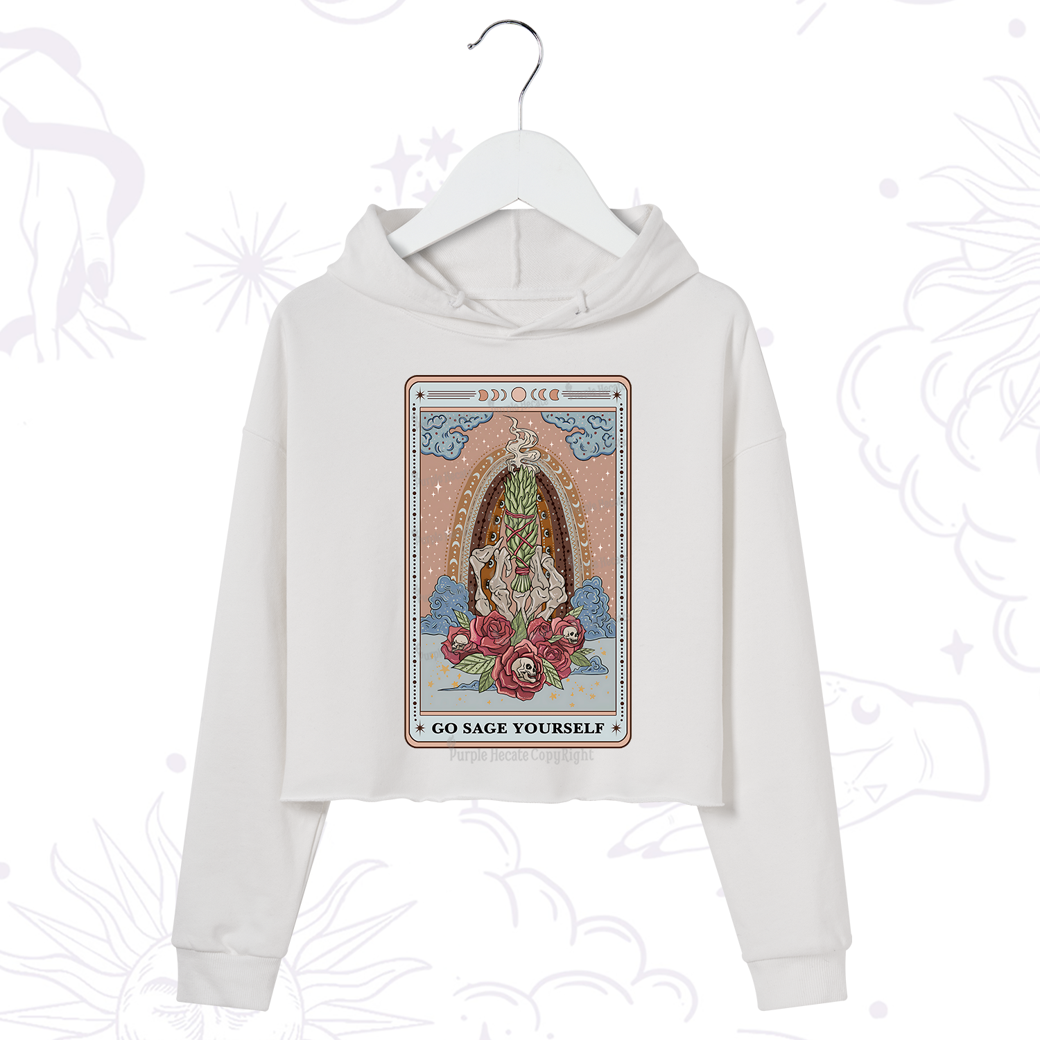 Purplehecate The Go Sage Yourself Tarot Crop Hoodie