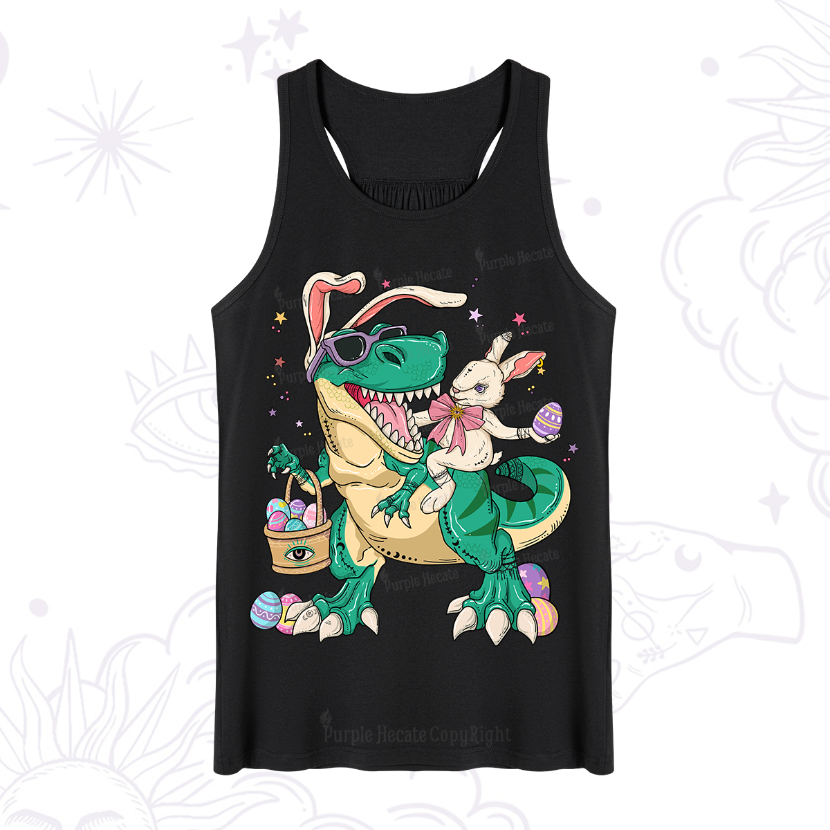 Purplehecate Easter Bunny Riding Dinosaur Tank