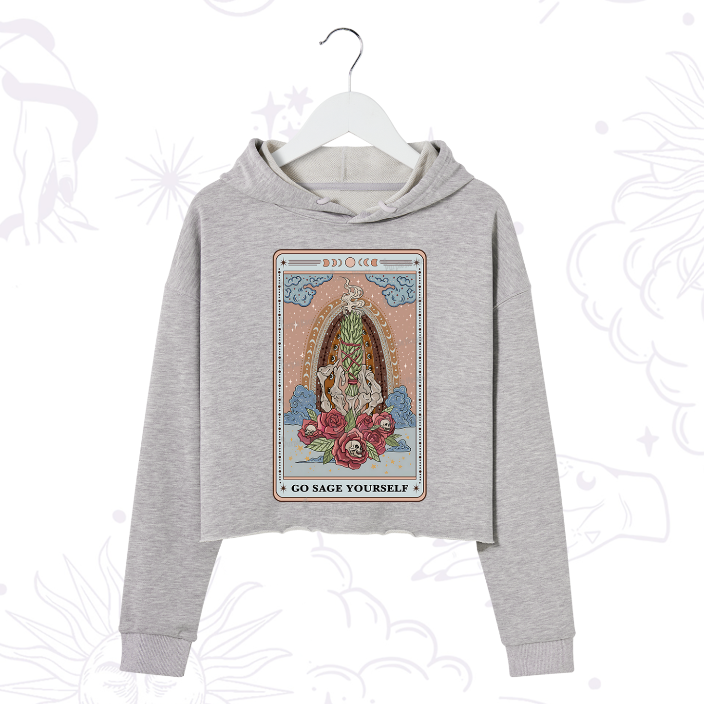 Purplehecate The Go Sage Yourself Tarot Crop Hoodie