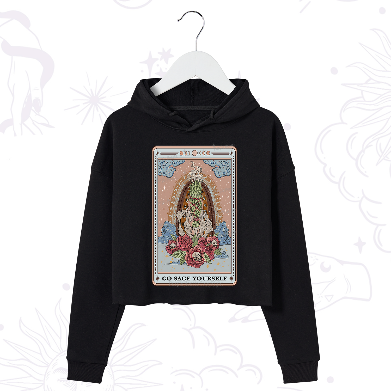 Purplehecate The Go Sage Yourself Tarot Crop Hoodie
