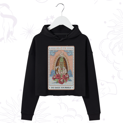 Purplehecate The Go Sage Yourself Tarot Crop Hoodie