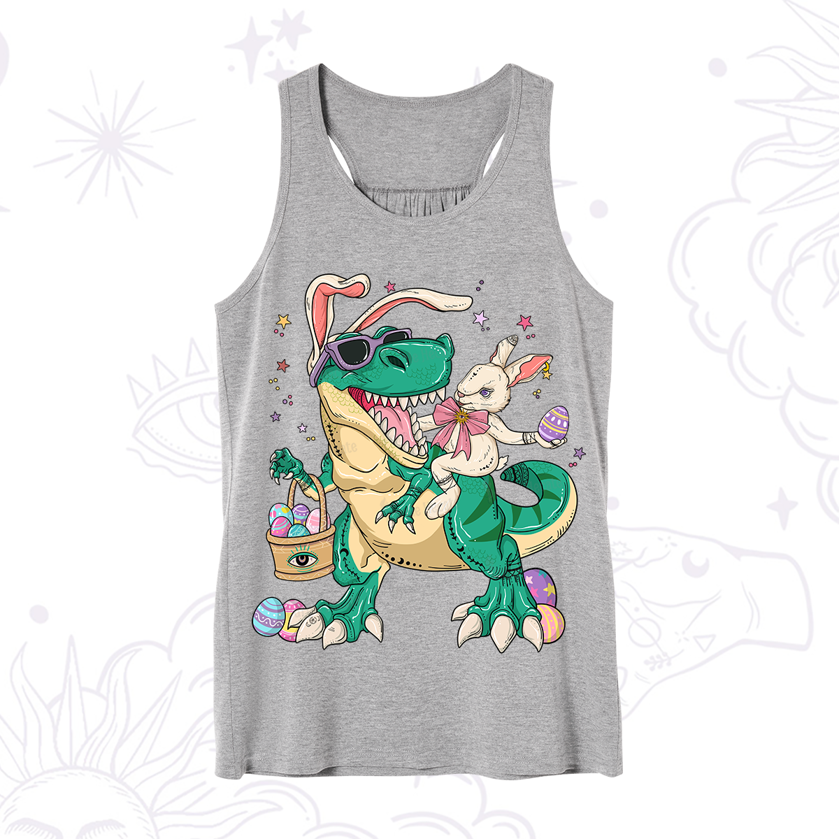 Purplehecate Easter Bunny Riding Dinosaur Tank
