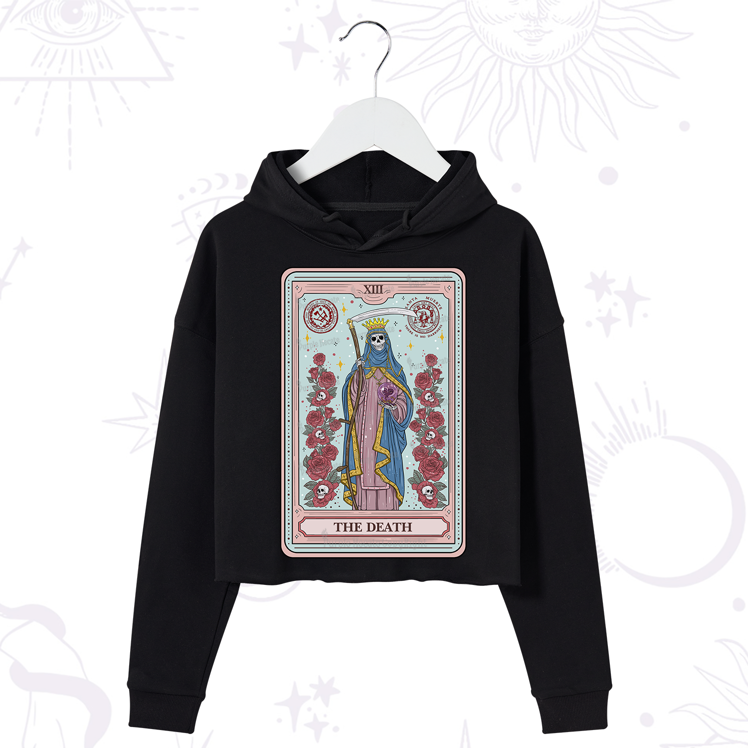 Purplehecate The Death Tarot Crop Hoodie
