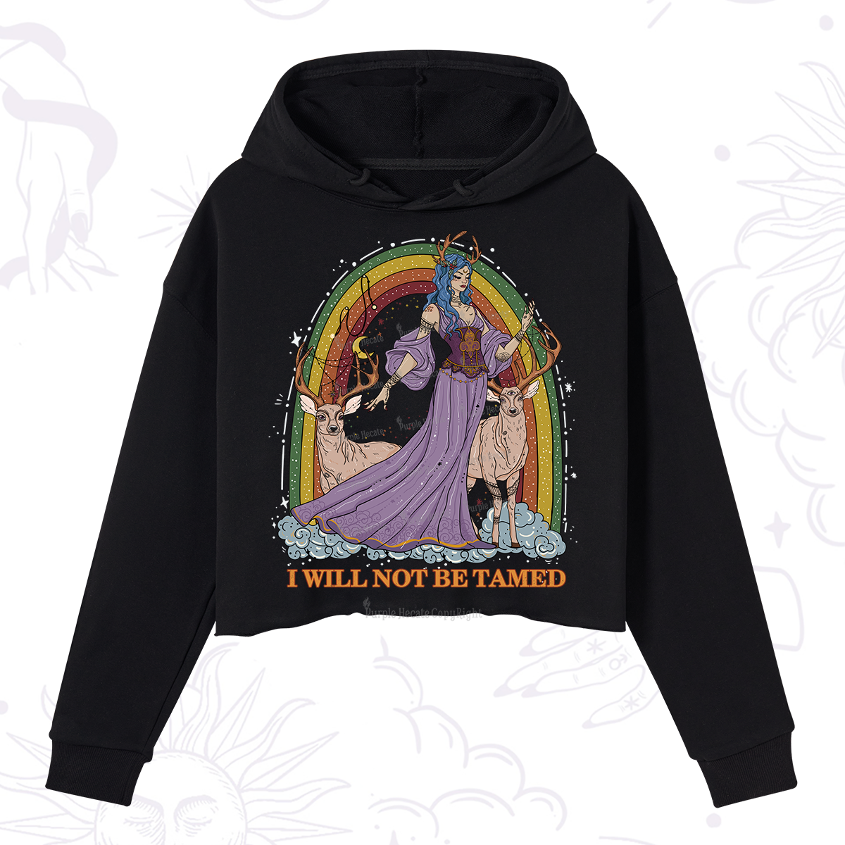 Purplehecate I Will Not Be Tamed Crop Hoodie