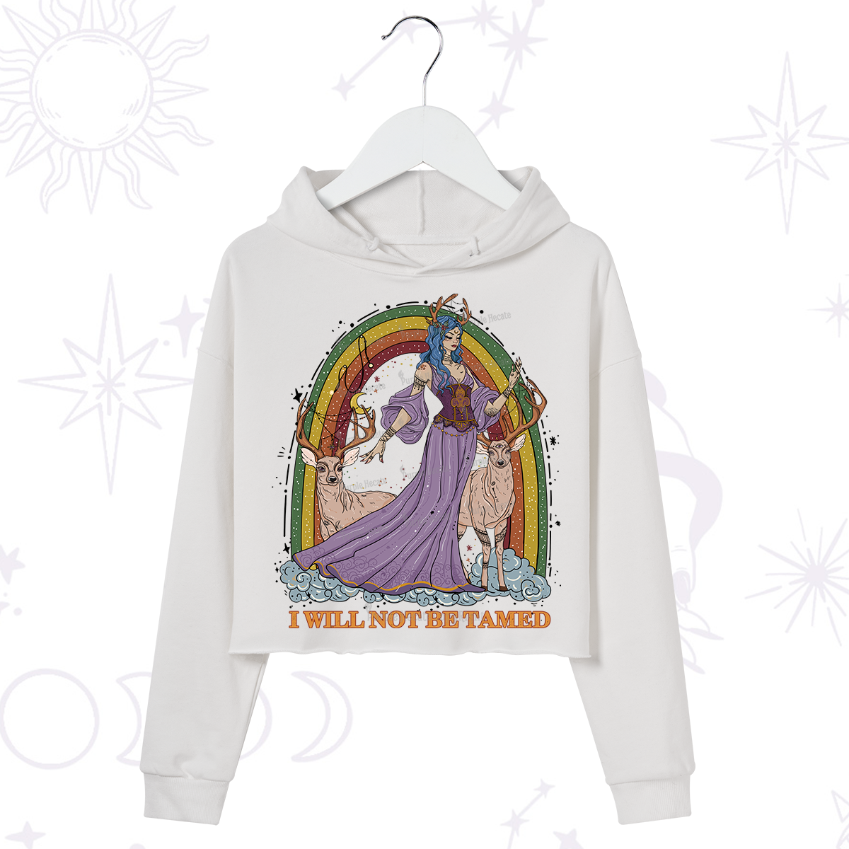 Purplehecate I Will Not Be Tamed Crop Hoodie