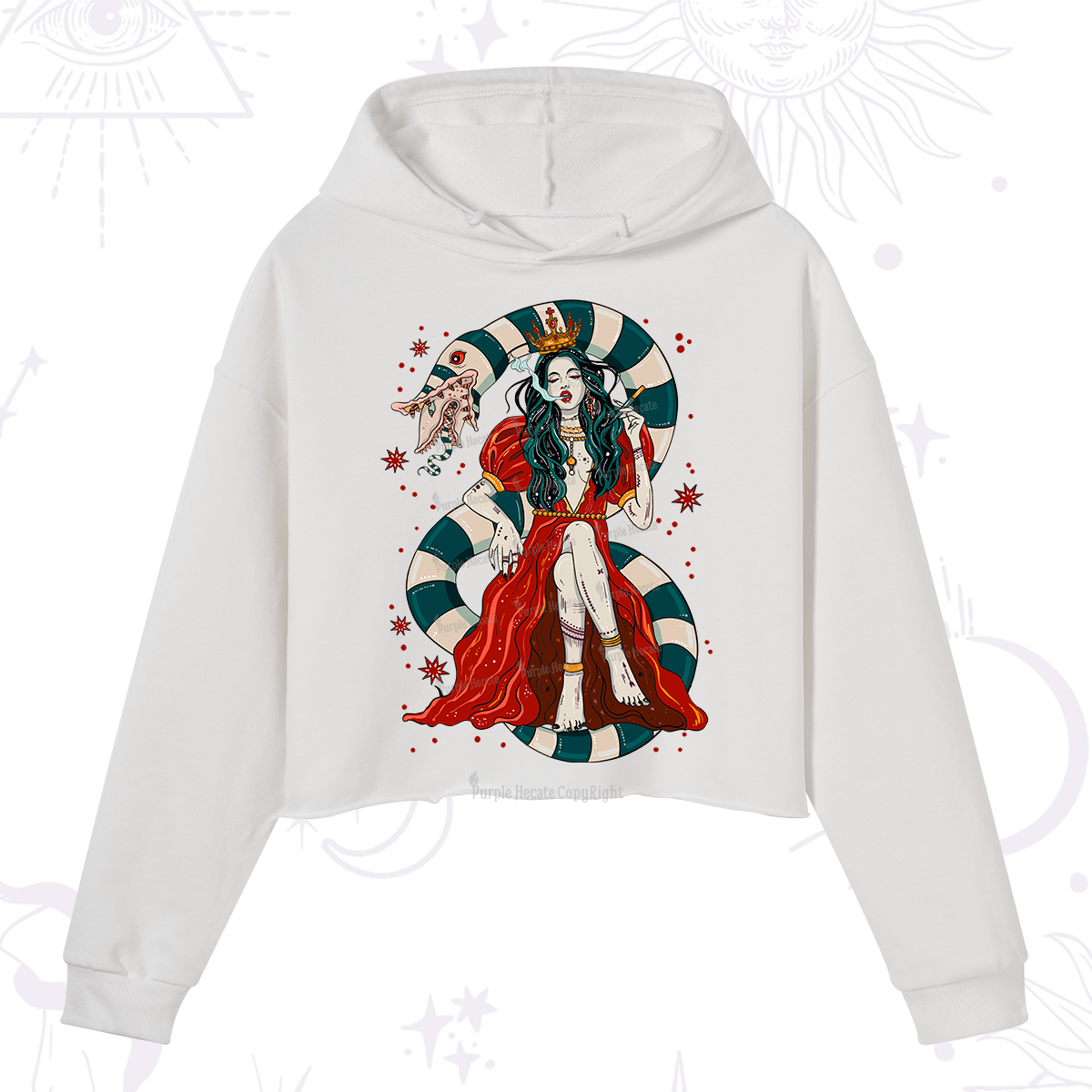 Purplehecate Queen of the Sandworms Crop Hoodie
