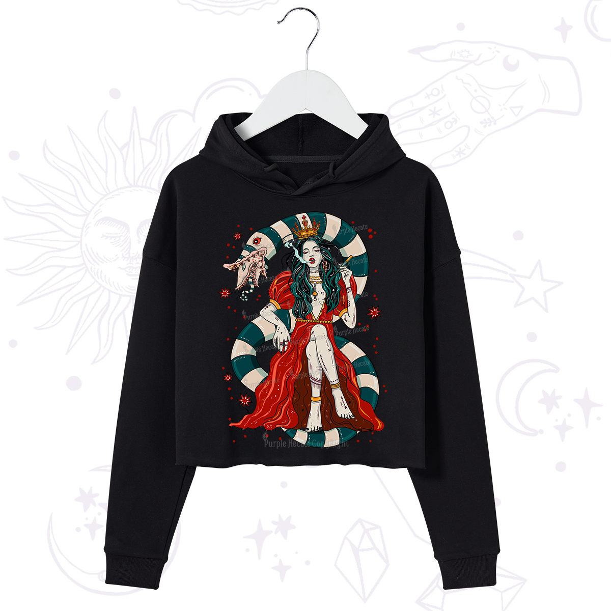 Purplehecate Queen of the Sandworms Crop Hoodie